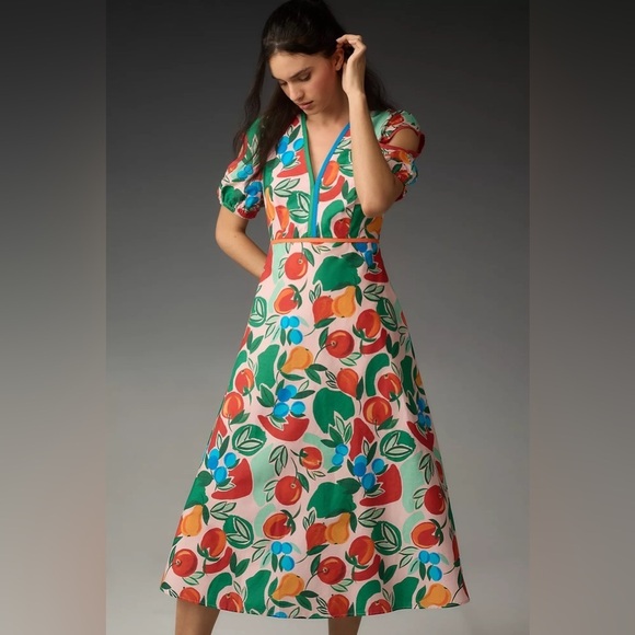 FARM Rio Dresses & Skirts - NWT Farm Rio x Anthropologie Short-Sleeve V-Neck Cutout Midi Dress